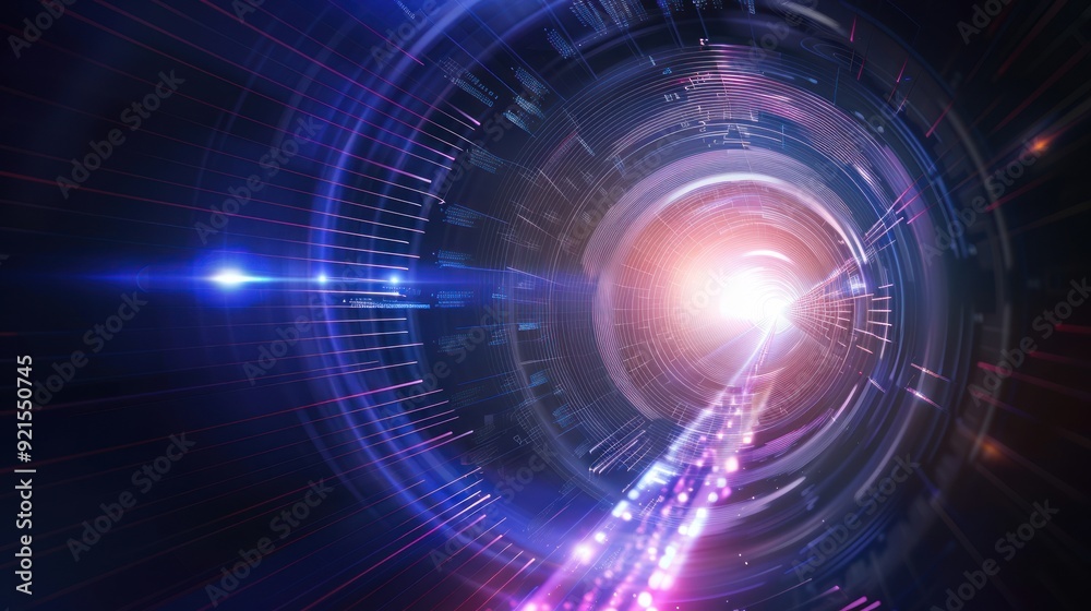 Abstract Digital Tunnel with Light Rays Abstract Digital Tunnel with Light Rays