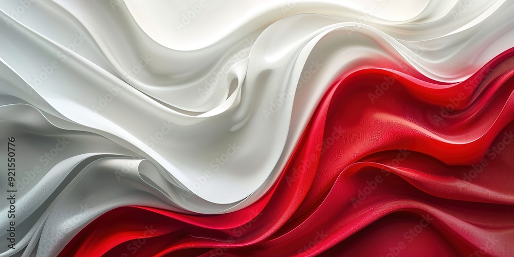 Obraz premium Abstract white and red wavy fabric background.