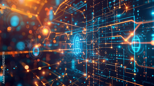 concept of data encryption with a visual representation of data being transformed into an encrypted code, surrounded by digital locks and security algorithms. cybersecurity technology 