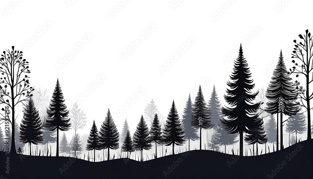 Obraz premium silhouette of abstract pine trees illustration