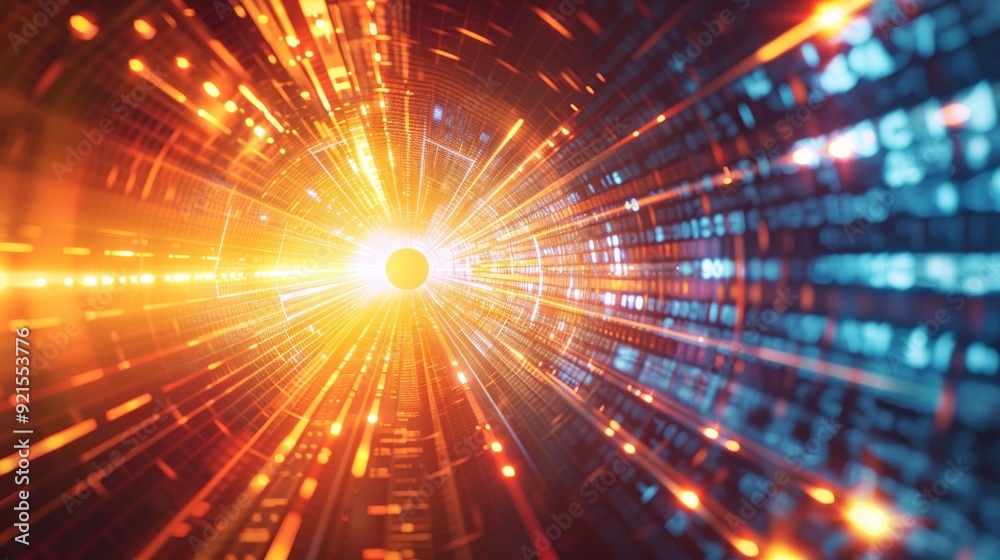 Obraz premium Digital Tunnel of Data and Light