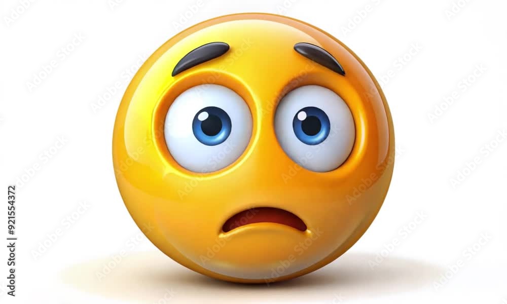 3D Render of Confused Emoticon Expression