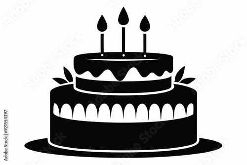 Birthday cake with candles silhouette vector 