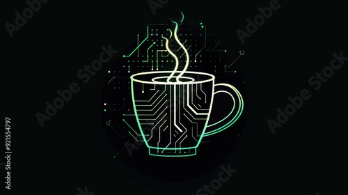 Digital Coffee Cup with Circuitry Design