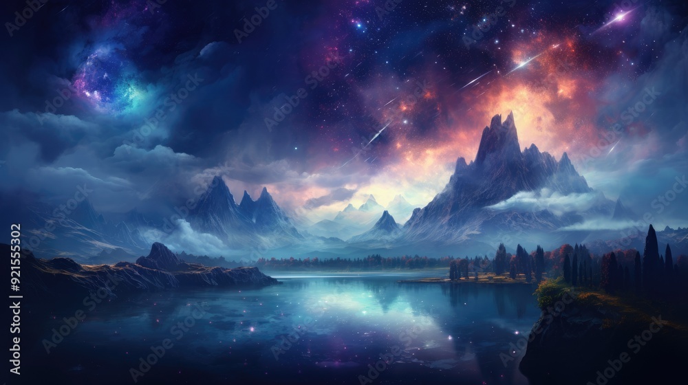 Naklejka premium beautiful space, galaxy background