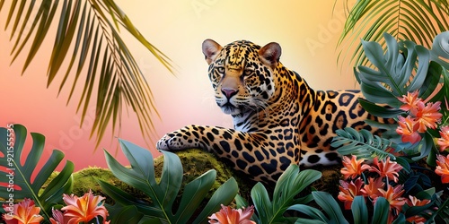 Art guide, animal illustrations, vibrant and colorful, showcasing exotic animals, dynamic and eye-catching, Editorial Photography