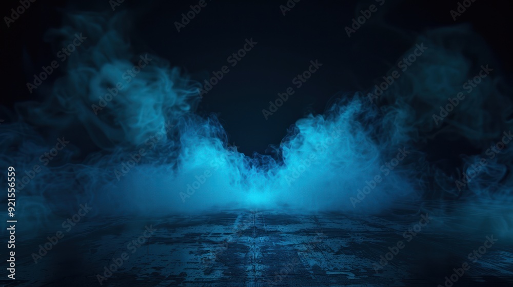 Fototapeta premium Blue Smoke on Dark Concrete