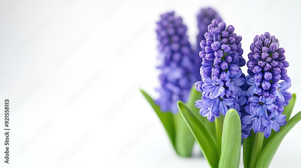 Obraz premium Watercolor hyacinth clipart featuring fragrant blooms in shades of purple and blue