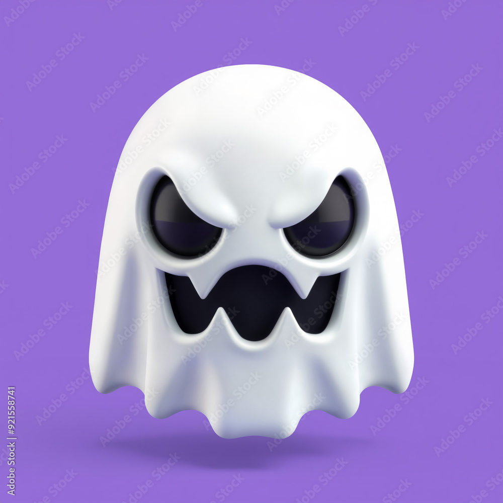Sinister Ghost Emoji on Purple Background Sinister Ghost Emoji on Purple Background