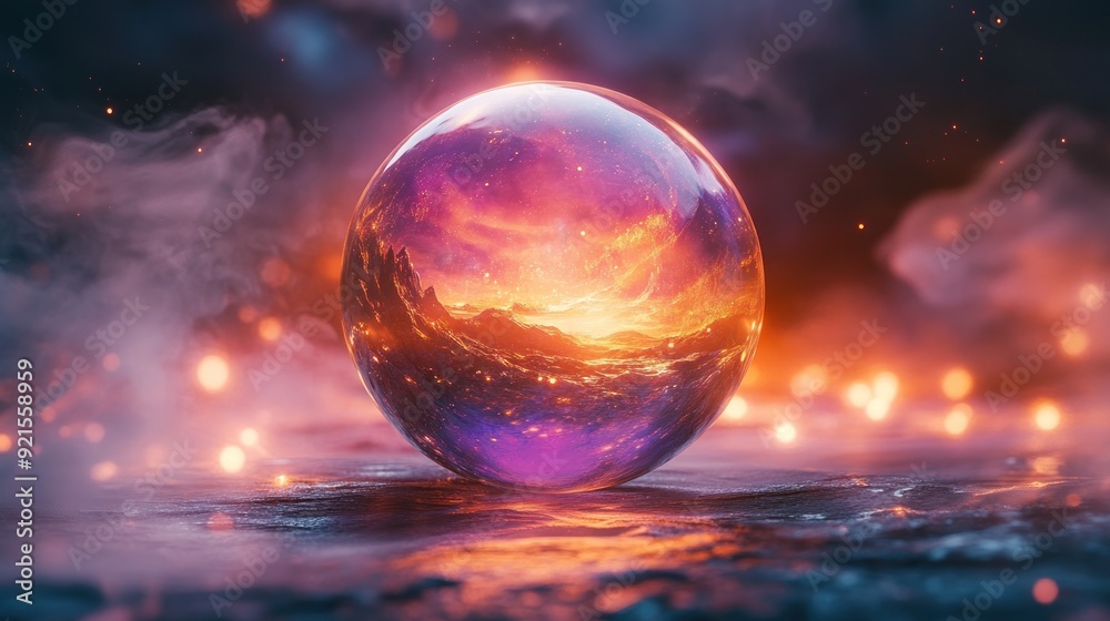 Crystal Ball with a Fantasy Landscape Crystal Ball with a Fantasy Landscape