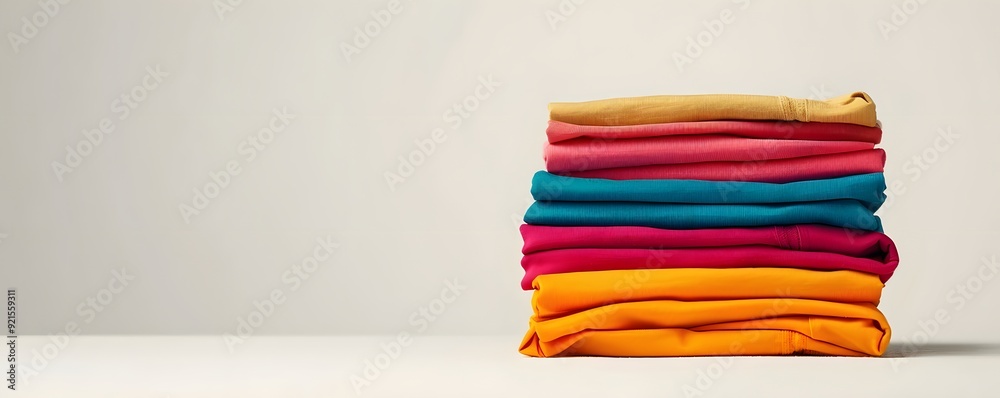 Stack of Folded Colorful Fabric on a White Surface Stack of Folded Colorful Fabric on a White Surface
