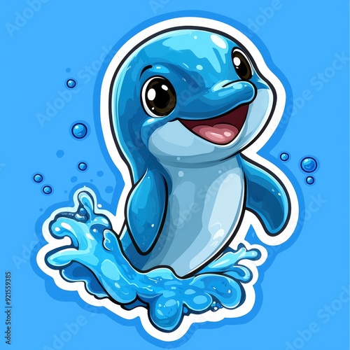 Cartoon Dolphin Jumping Out of Water