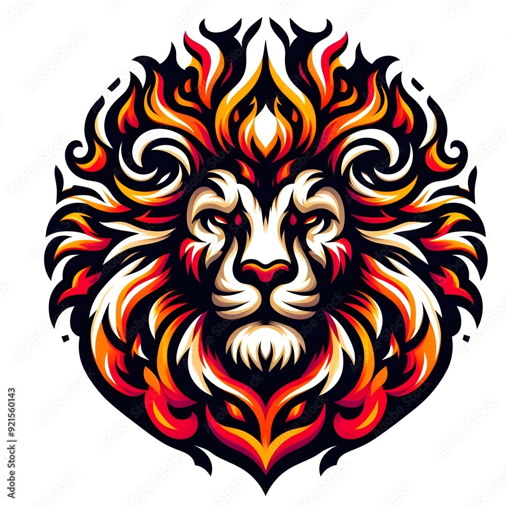 Fiery Lion Head Mascot Illustration Fiery Lion Head Mascot Illustration