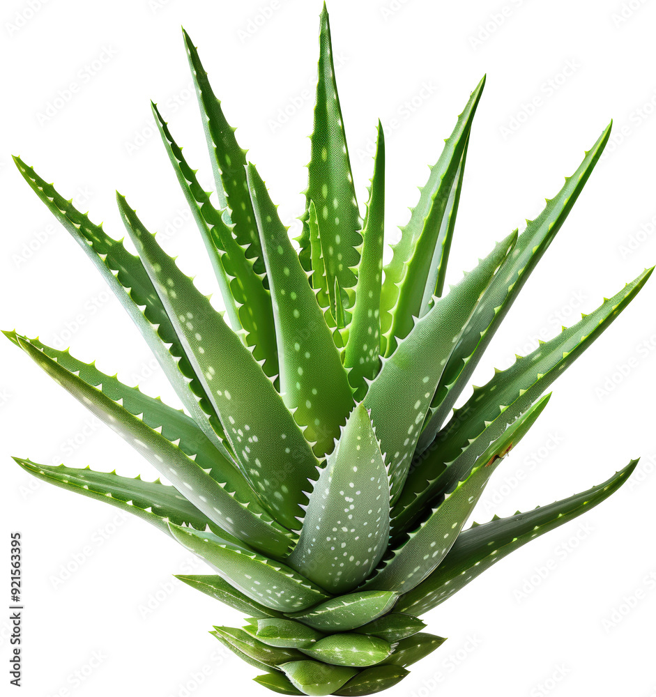 A vibrant green aloe vera plant with sharp, spiky leaves. A vibrant green aloe vera plant with sharp, spiky leaves.