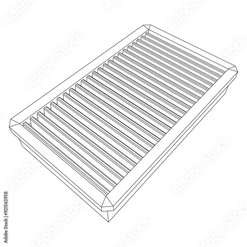 Car engine air filters. Auto spare part. Car care service maintenance. Wireframe low poly mesh vector illustration.