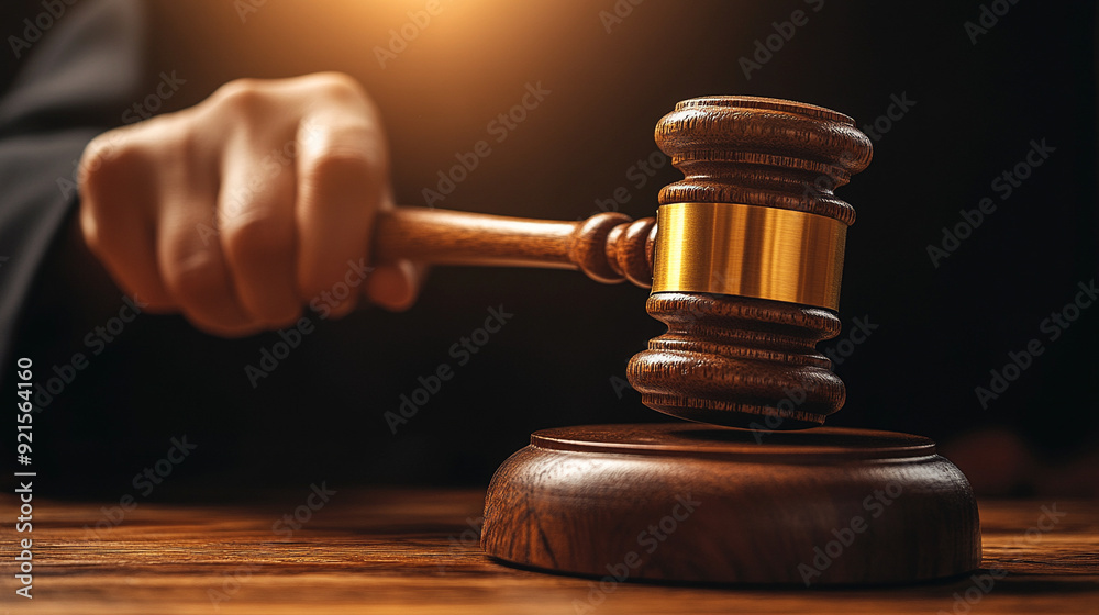 judge’s hand gripping a gavel, about to strike. The focus on the gavel highlights the power and authority of the legal system judge’s hand gripping a gavel, about to strike. The focus on the gavel highlights the power and authority of the legal system