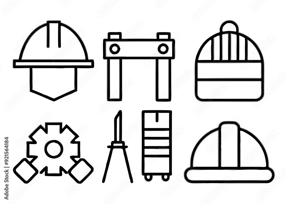 Construction manufacturing and engineering health and safety icon set silhouette Construction manufacturing and engineering health and safety icon set silhouette