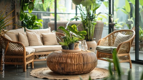 Cozy Patio with Wicker Furniture