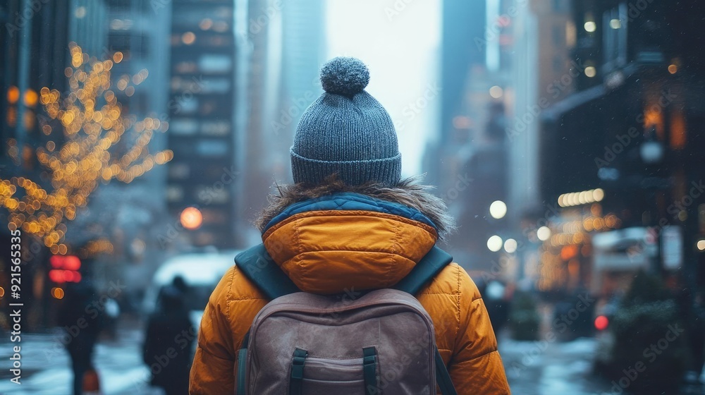 Individual practicing mindful walking in an urban setting, paying attention to the sounds, sights, and smells of the city Individual practicing mindful walking in an urban setting, paying attention to the sounds, sights, and smells of the city