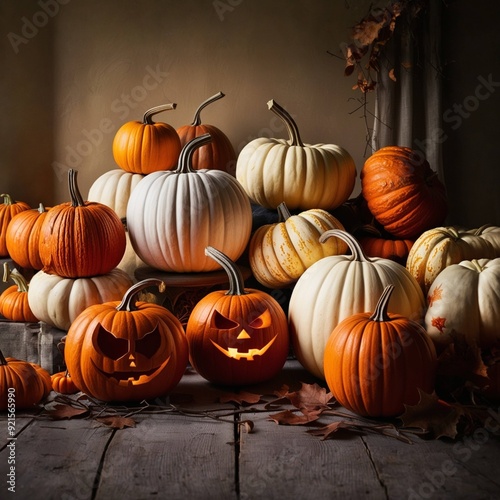 halloween pumpkins on a black background