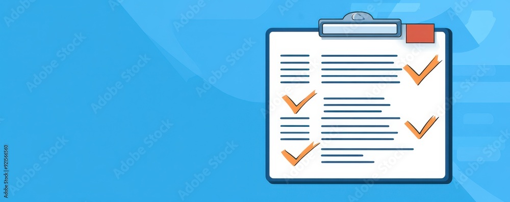 A checklist on a blue background, featuring completed tasks, ideal for project management and productivity themes. A checklist on a blue background, featuring completed tasks, ideal for project management and productivity themes.