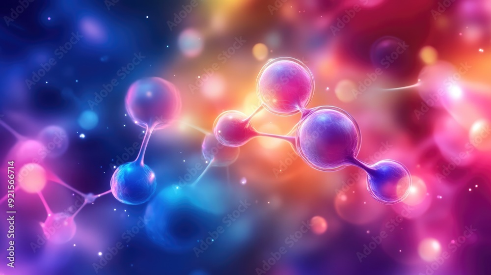 Abstract molecular structures with colorful light effects, providing space for text Abstract molecular structures with colorful light effects, providing space for text