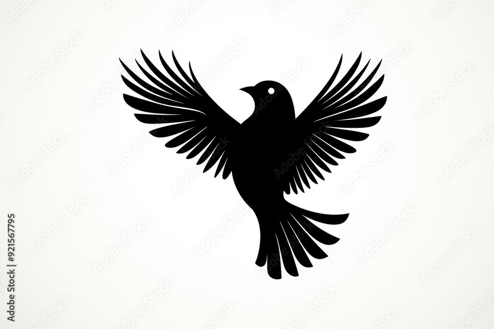 Fototapeta premium Black Silhouette of a Bird in Flight