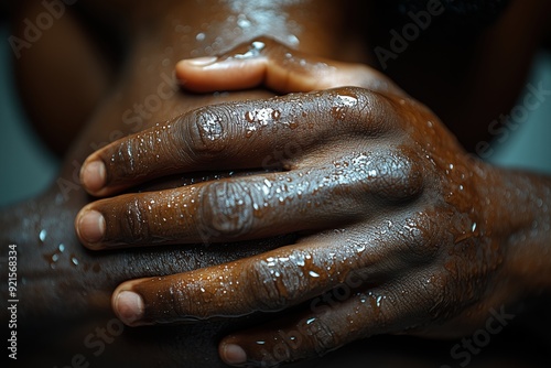 A close-up of hands massaging a sore shoulder, symbolizing the search for relief and the therapeutic practices used to manage chronic pain, Copy space for text, No logo, No Trademark, No text