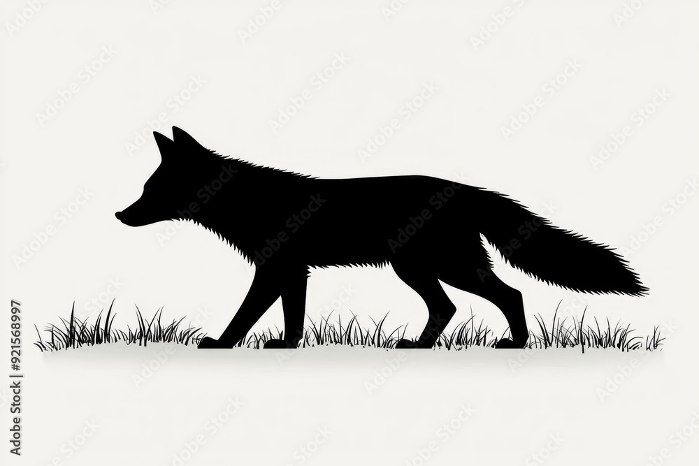 Fox Silhouette in Grass Fox Silhouette in Grass