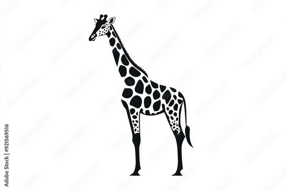 Fototapeta premium Black and White Giraffe Silhouette