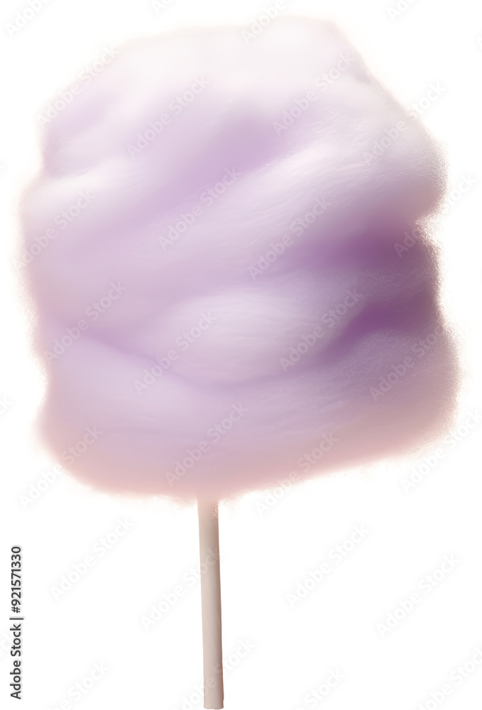 A close-up of a fluffy purple cotton candy on a stick. A close-up of a fluffy purple cotton candy on a stick.
