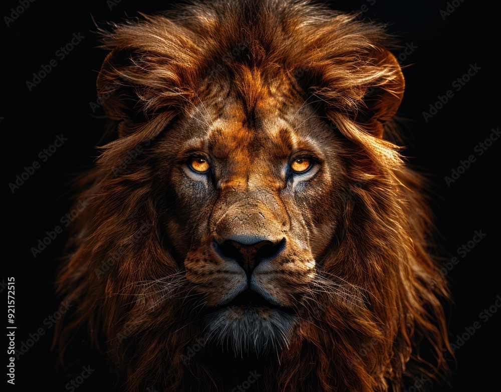 Naklejka premium Majestic Lion Portrait with Golden Eyes