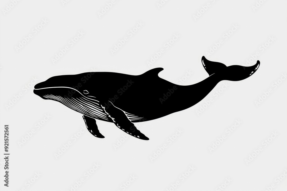 Silhouette of a Humpback Whale Swimming Silhouette of a Humpback Whale Swimming
