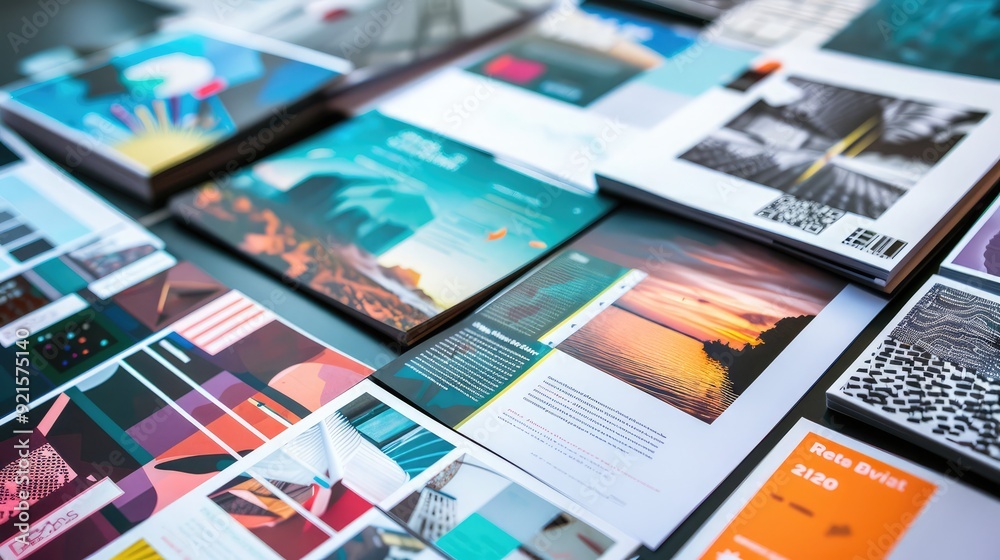 A collection of printed brochures, flyers, and business cards. A collection of printed brochures, flyers, and business cards.
