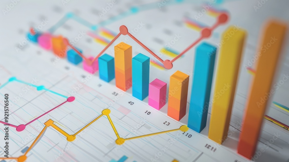 A detailed graph showing marketing performance over time. A detailed graph showing marketing performance over time.
