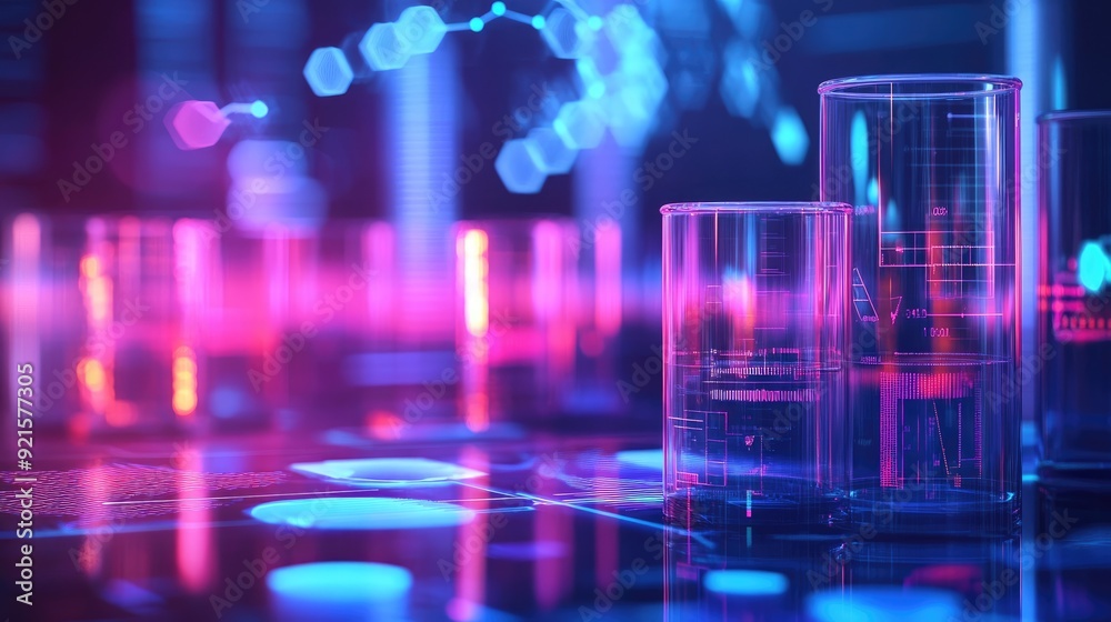 Brightly illuminated scientific backgrounds with neon hues, including room for text Brightly illuminated scientific backgrounds with neon hues, including room for text