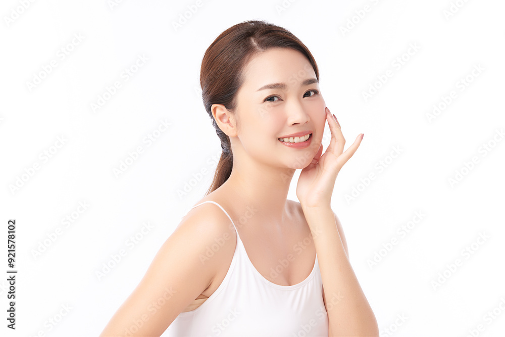 Beautiful young asian woman with clean fresh skin on white background, Face care, Facial treatment, Cosmetology, beauty and spa, Asian women portrait. Beautiful young asian woman with clean fresh skin on white background, Face care, Facial treatment, Cosmetology, beauty and spa, Asian women portrait.