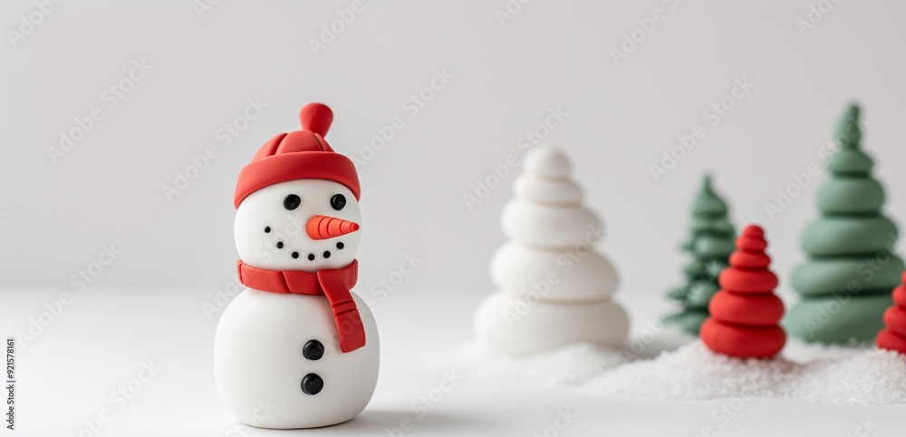Snowman with mini Christmas trees shape polymer clay Snowman with mini Christmas trees shape polymer clay
