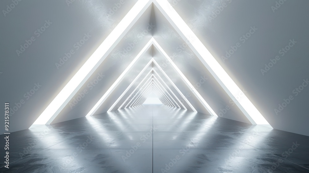 Obraz premium Abstract Tunnel with White Lights and Minimalist Architecture