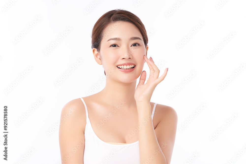 Beautiful young asian woman with clean fresh skin on white background, Face care, Facial treatment, Cosmetology, beauty and spa, Asian women portrait. Beautiful young asian woman with clean fresh skin on white background, Face care, Facial treatment, Cosmetology, beauty and spa, Asian women portrait.