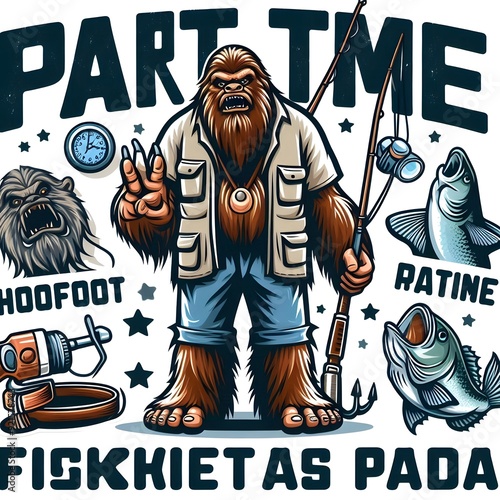 Bigfoot Fishing with a Rod and Reel