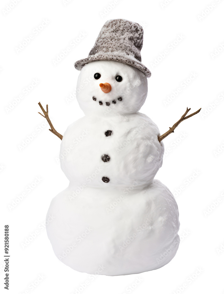 Snowman with hat isolated on transparent background Snowman with hat isolated on transparent background