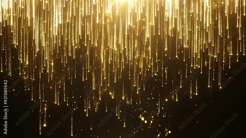 Golden lights softly fall from the darkness, adding a touch of glamour and enchantment to any festive occasion. Golden lights softly fall from the darkness, adding a touch of glamour and enchantment to any festive occasion.