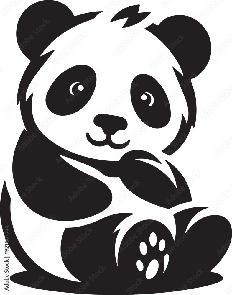 panda silhouette vector art illustration