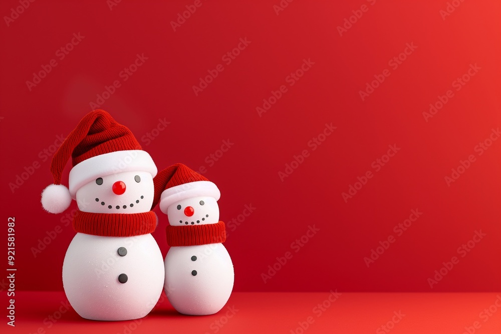 Snowman wear christmas hat copy space Snowman wear christmas hat copy space