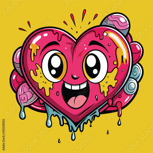 grunge graffiti doodl emoji heart crazy and funny.eps photo