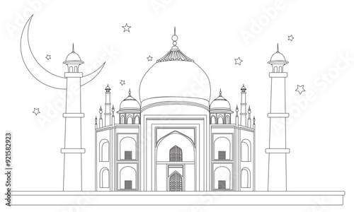 Middle east countries architectural design coloring illustration