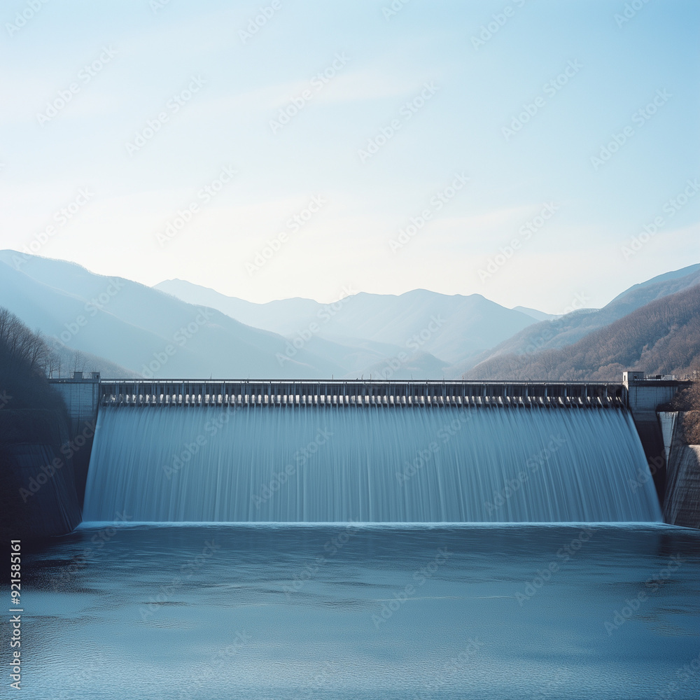 Harnessing Water Power: The Broad Expanse of a Mountainous Hydroelectric Dam Harnessing Water Power: The Broad Expanse of a Mountainous Hydroelectric Dam