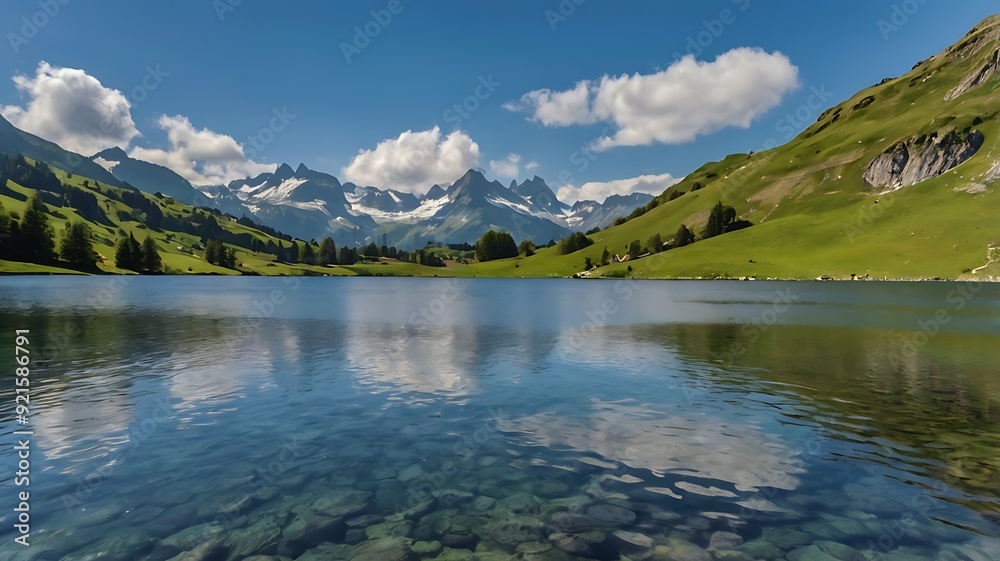 still lake with a snow-capped mountain in the background, still lake with a snow-capped mountain in the background,