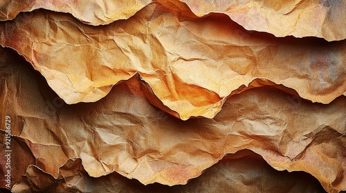 Crumpled Brown Paper Texture with Uneven Edges photo